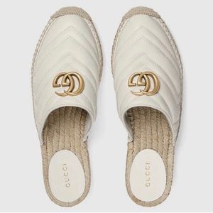 New In Box Gucci Marmont Double GG White Espadrille Mules 40.5EU/10US $650.00